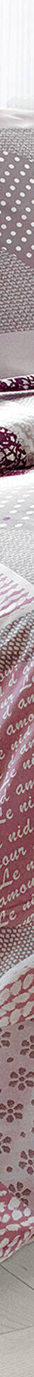 Linge de lit Lovely en coton imprimé coeurs (gris / parme) Linge de lit Lovely en coton imprimé coeurs (gris / parme)